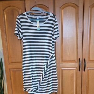 41 Hawthorn Green and White Striped Short Sleeve Top